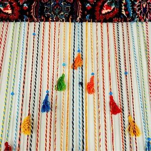 Vintage Unique Handmade Wool Wall Hanging Boho  Decoration. 39”x74”